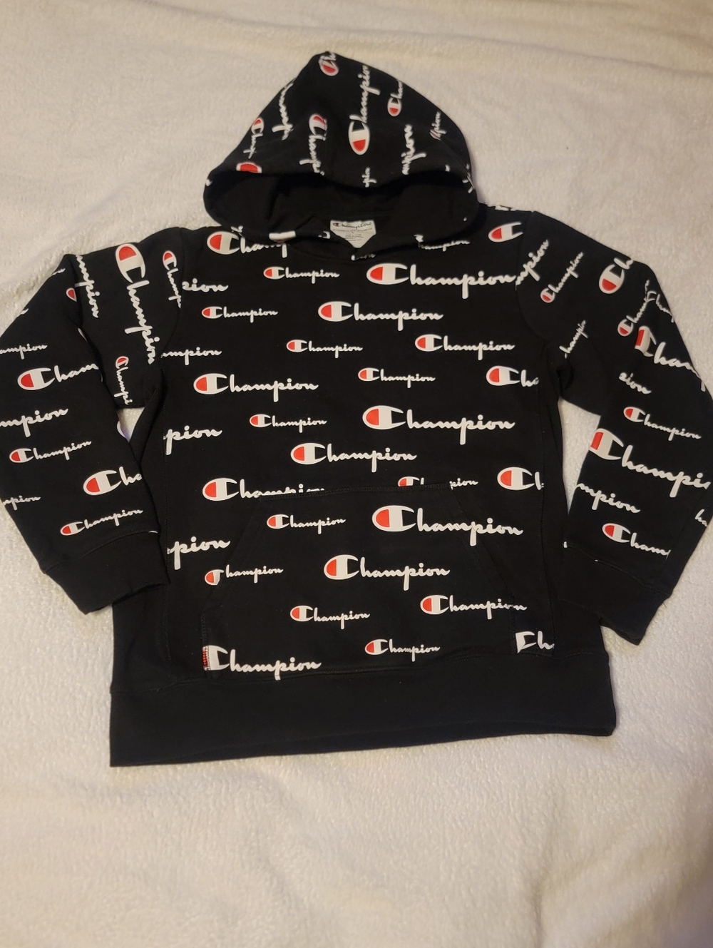 Champion Reverse Weave All Over Logo Print Hoodie